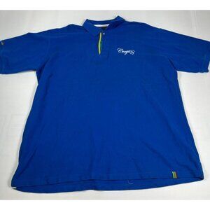 Coogi Men 4XL Blue Short Sleeve Polo Shirt Rainbow Trim Big & Tall